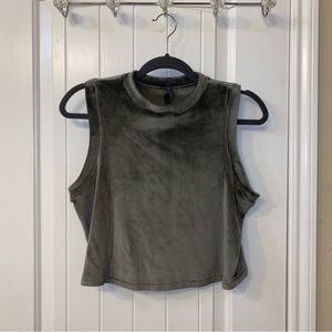 SKIMS VELOUR SMOKE GRAY CROP TANK